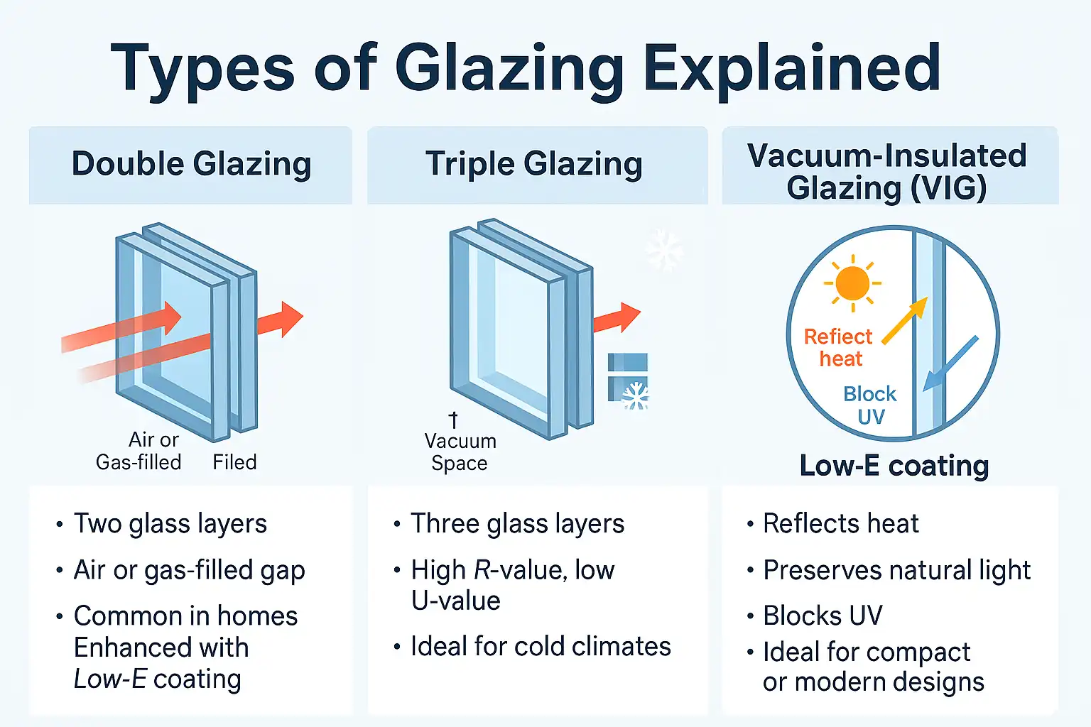 Types of Glazing Double, Triple, and Vacuum IGUs Explained