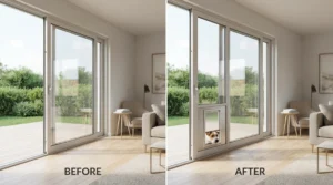 Before & After Pet Door Glass Insertion for a Family Home